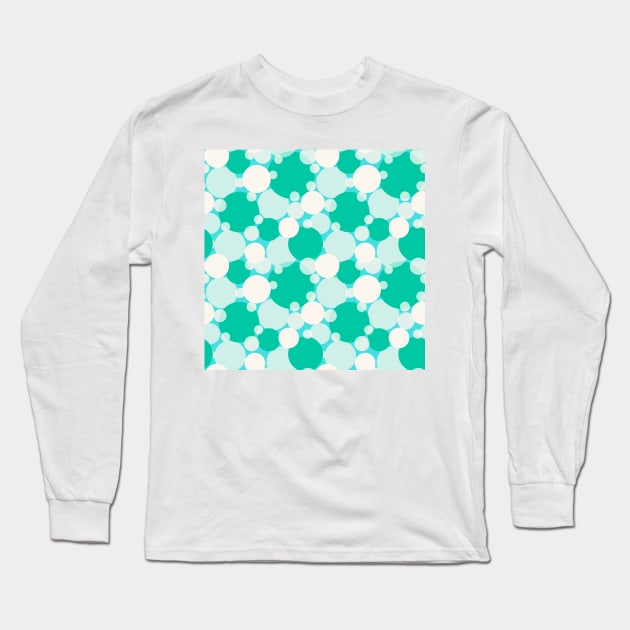 White and green circles over blue Long Sleeve T-Shirt by marufemia